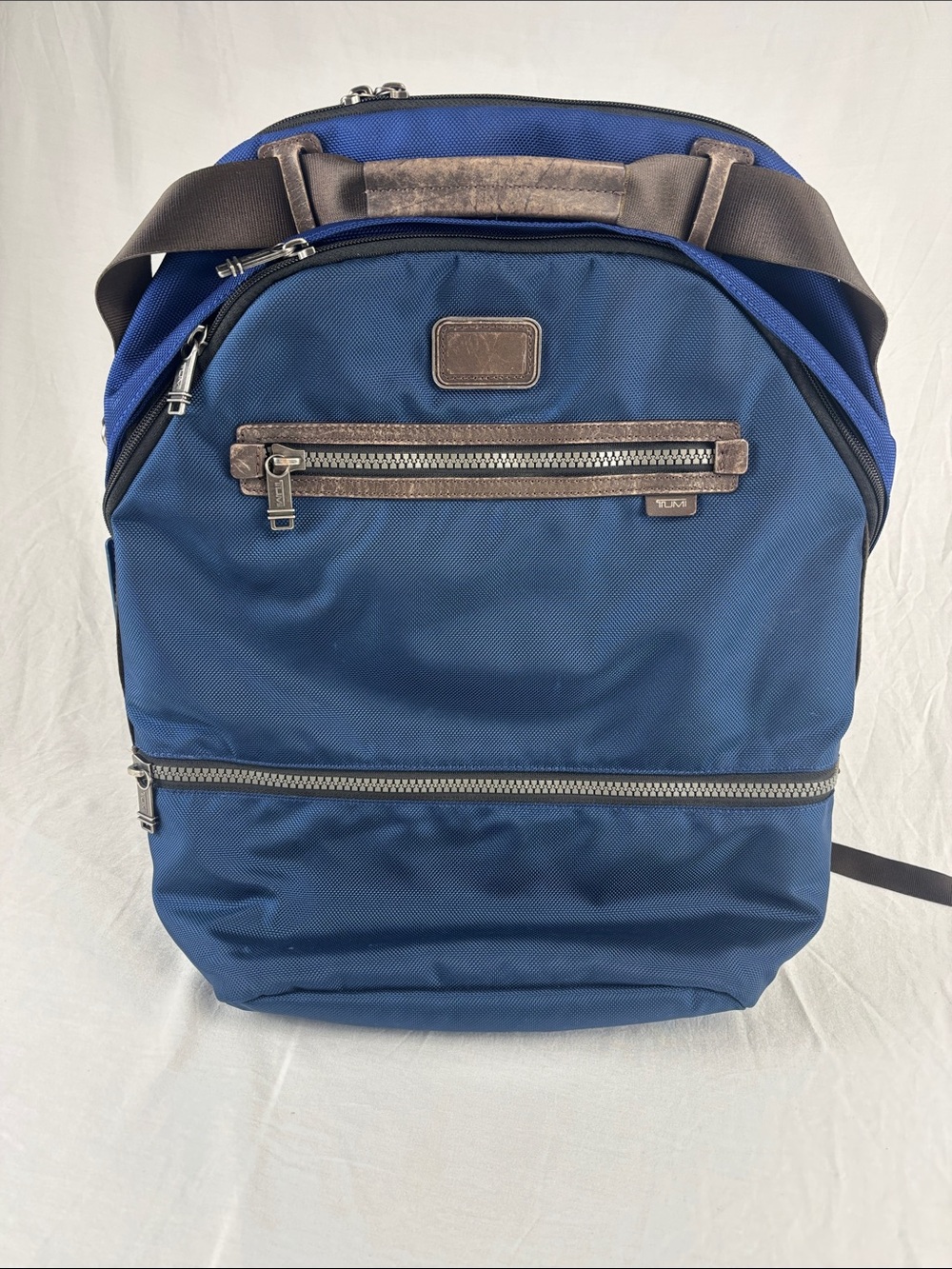 Tumi Alpha Bravo Cannon Men's Backpack Blue Nylon with Brown Trim